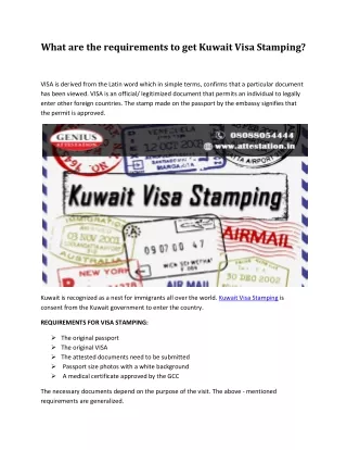 What are the requirements to get Kuwait Visa Stamping?
