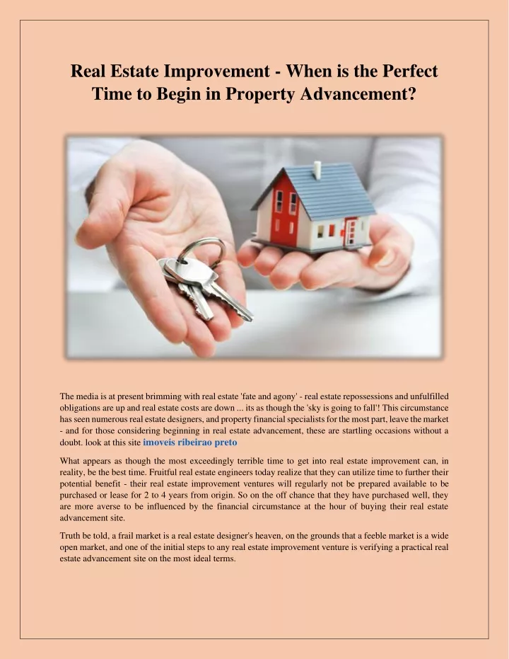 real estate improvement when is the perfect time