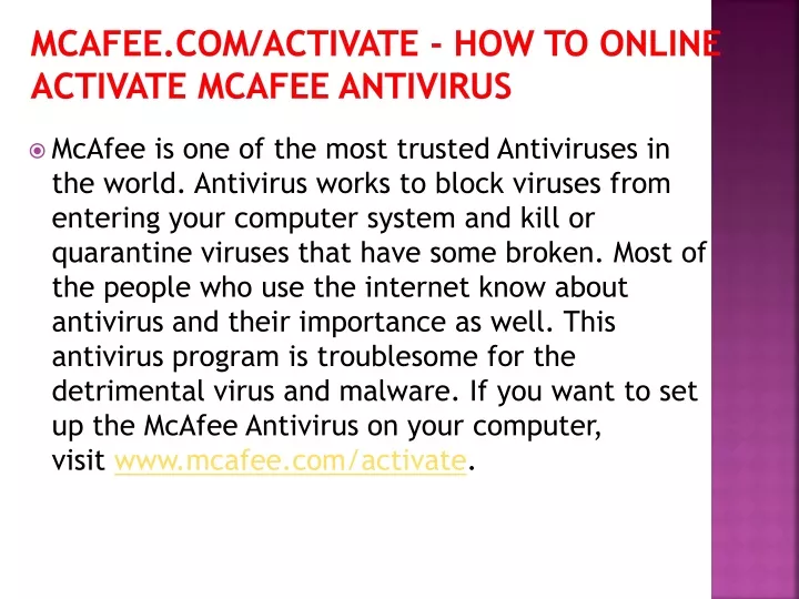 mcafee com activate how to online activate mcafee antivirus