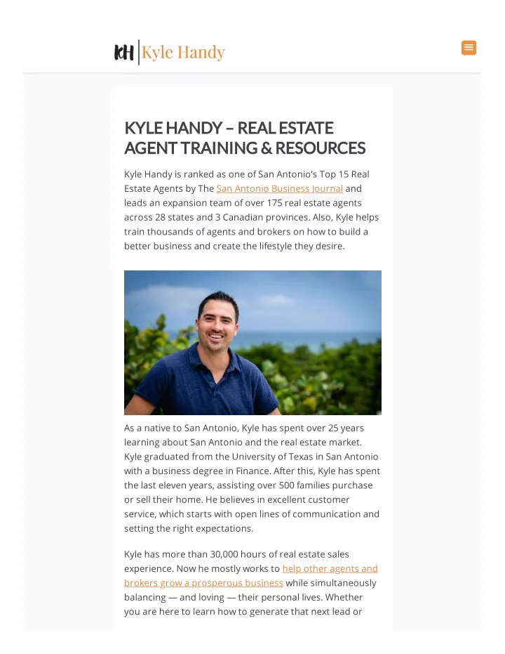 kyle handy real estate agent training resources