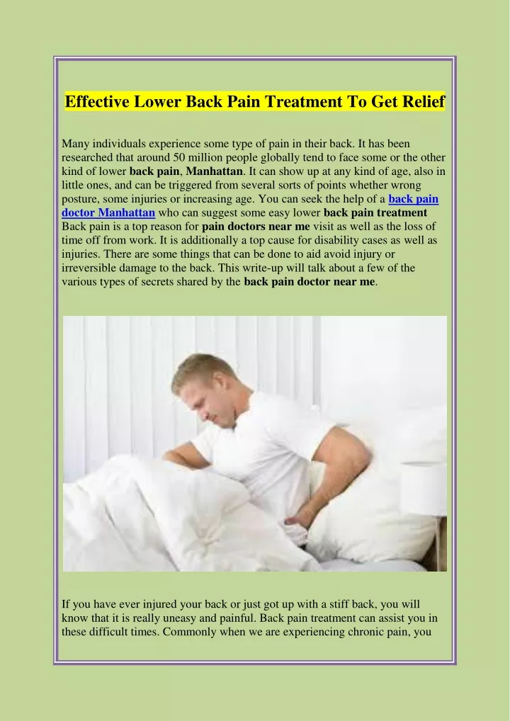 effective lower back pain treatment to get relief