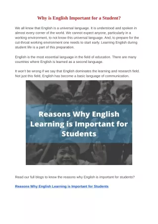 Why is English Important for a Student?