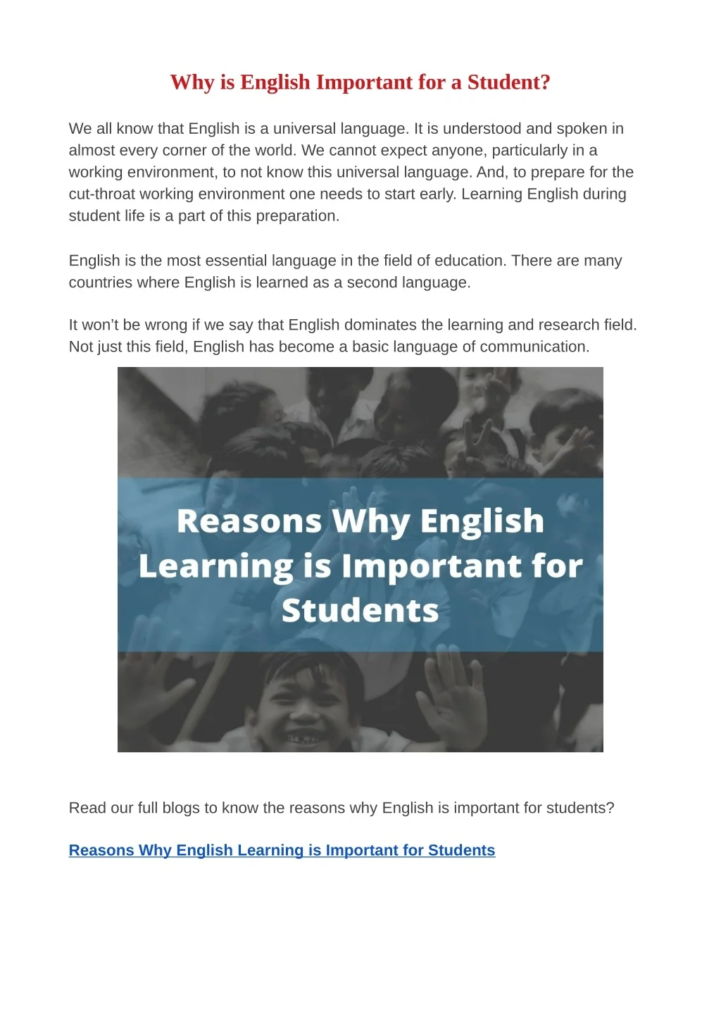 PPT - Why is English Important for a Student? PowerPoint Presentation ...