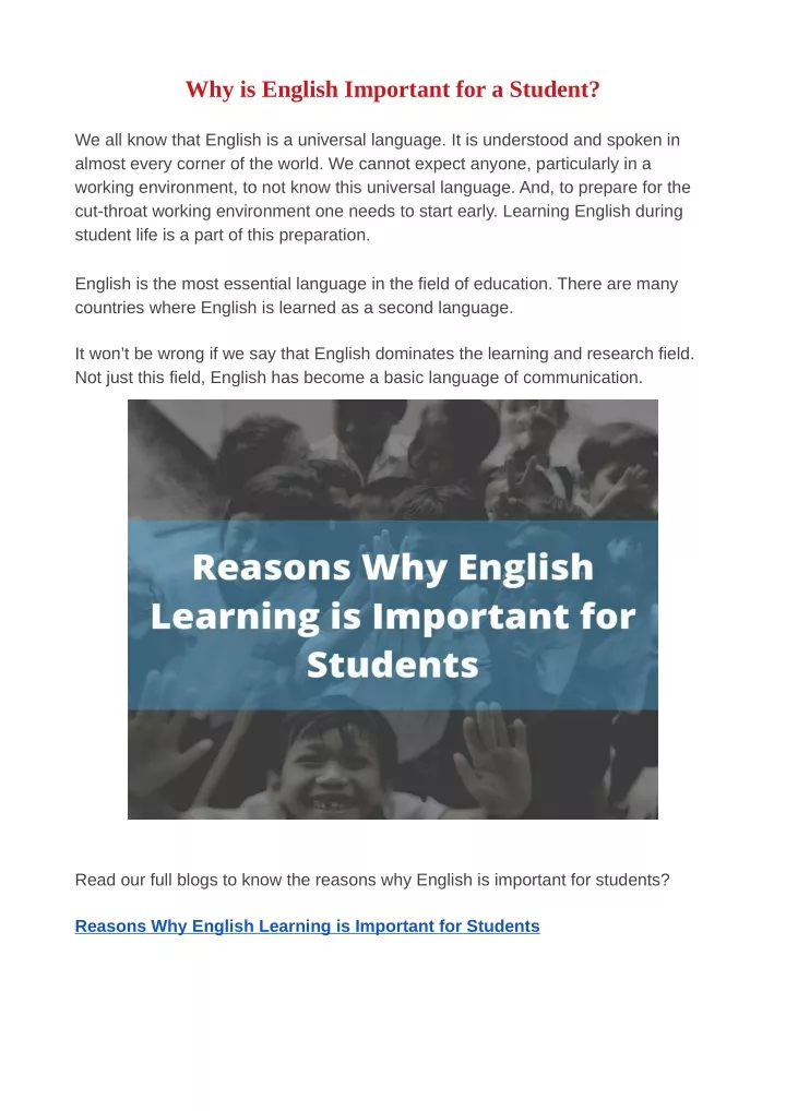 why is english important for a student
