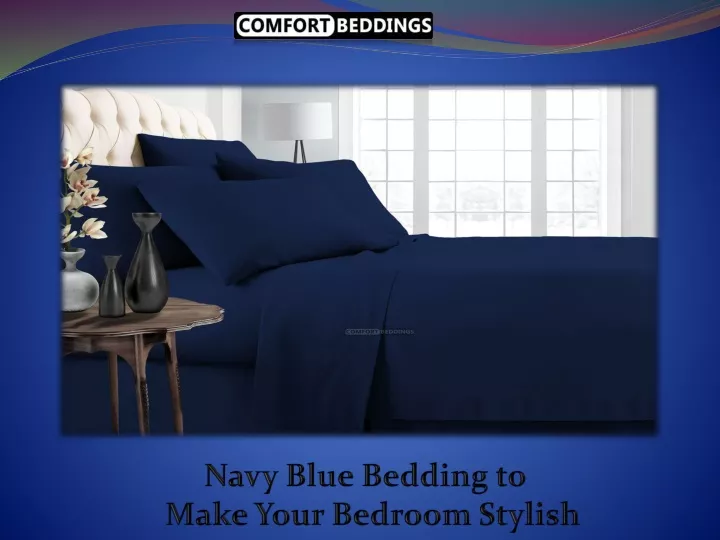 navy blue bedding to make y our bedroom stylish
