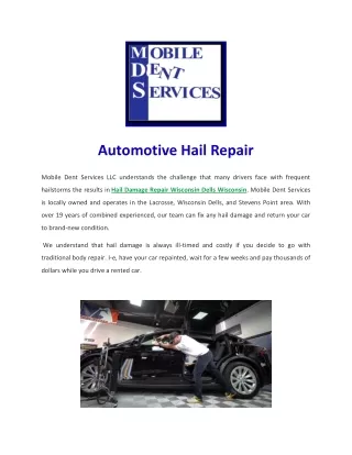 Paintless Dent Removal Wisconsin Dells Wisconsin | Hail Repair