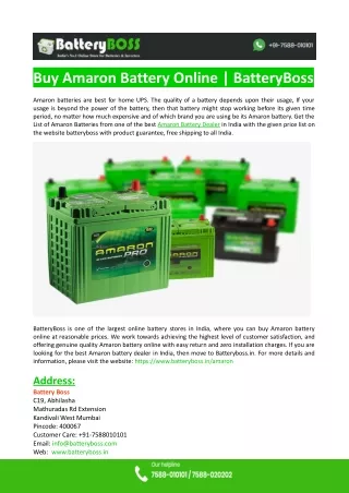 Buy Amaron Battery Online-BatteryBoss