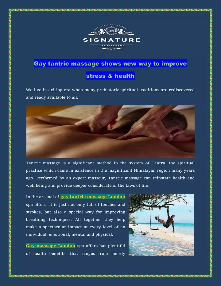 gay tantric massage shows new way to improve