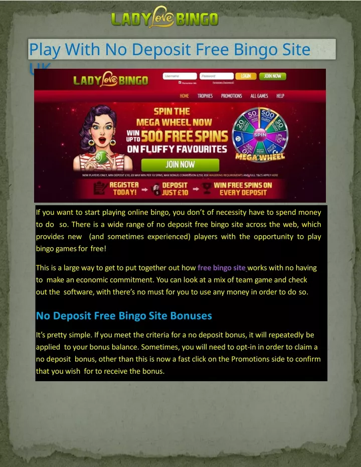 play with no deposit free bingo site uk
