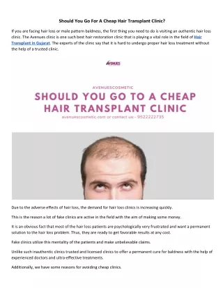 Should You Go For A Cheap Hair Transplant Clinic?
