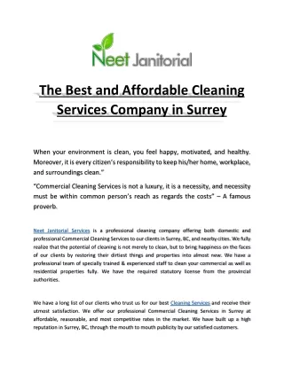 The Best and Affordable Cleaning Services Company in Surrey