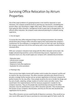 Surviving Office Relocation by Atrium Properties