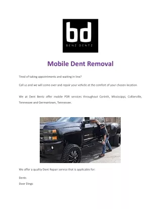 Paintless Dent Removal | Corinth Mississippi | Collierville Tennessee