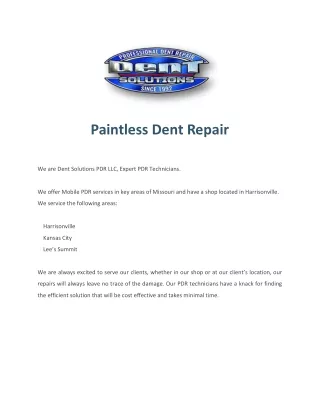 Paintless Dent Repair Harrisonville | Kansas City | Lee’s Summit
