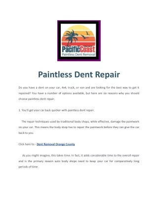Paintless Dent Repair Orange County, Newport Beach & Garden Grove CA