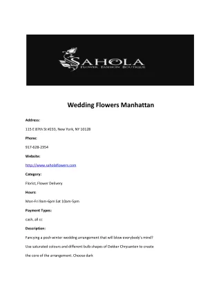 Wedding Flowers Manhattan