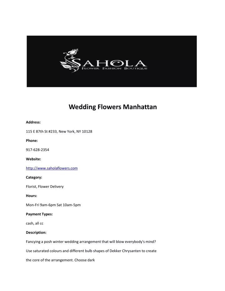 wedding flowers manhattan address 115 e 87th