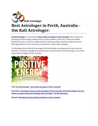 Best Indian Vedic Astrologer in Perth, Australia - Om Kali Astrologer: