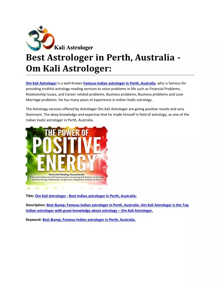best astrologer in perth australia om kali