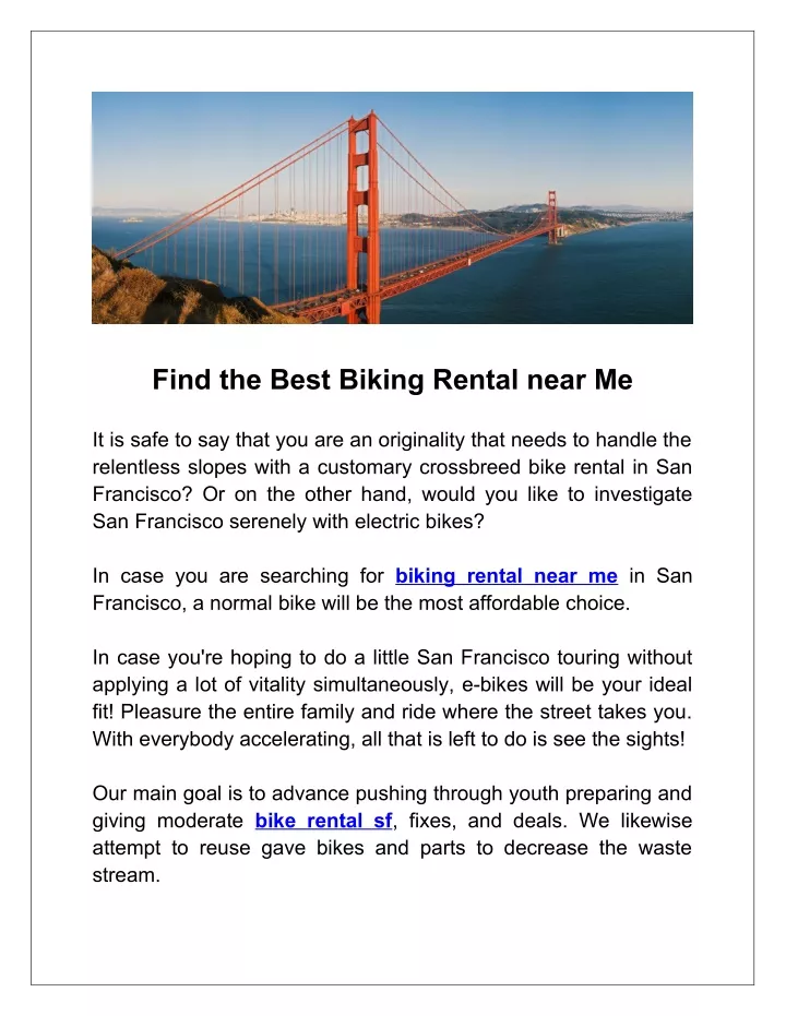 find the best biking rental near me