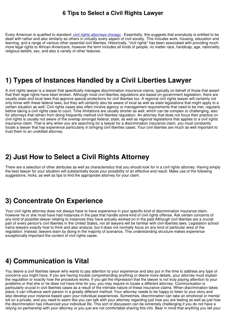 6 tips to select a civil rights lawyer