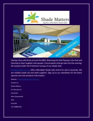 Waterproof Shade Sails in Brisbane