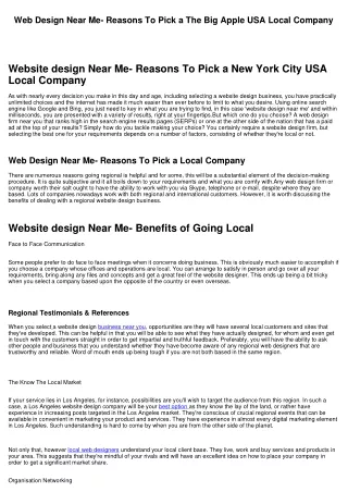 Website design Near Me- Reasons To Pick a The Big Apple USA Local Company