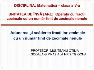 Adunarea și scăderea fracțiilor zecimale finite