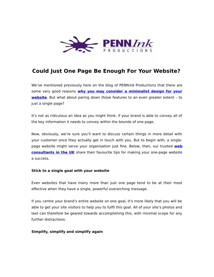 could just one page be enough for your website
