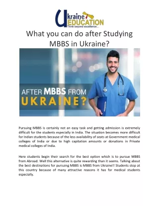 What you can do after Studying MBBS in Ukraine
