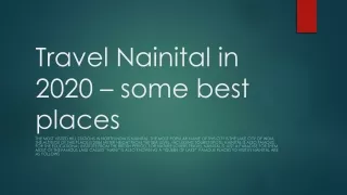 Travel Nainital in 2020 – some best places:
