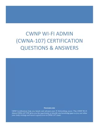 [Latest] CWNP Wi-Fi Admin (CWNA-107) Certification Questions & Answers