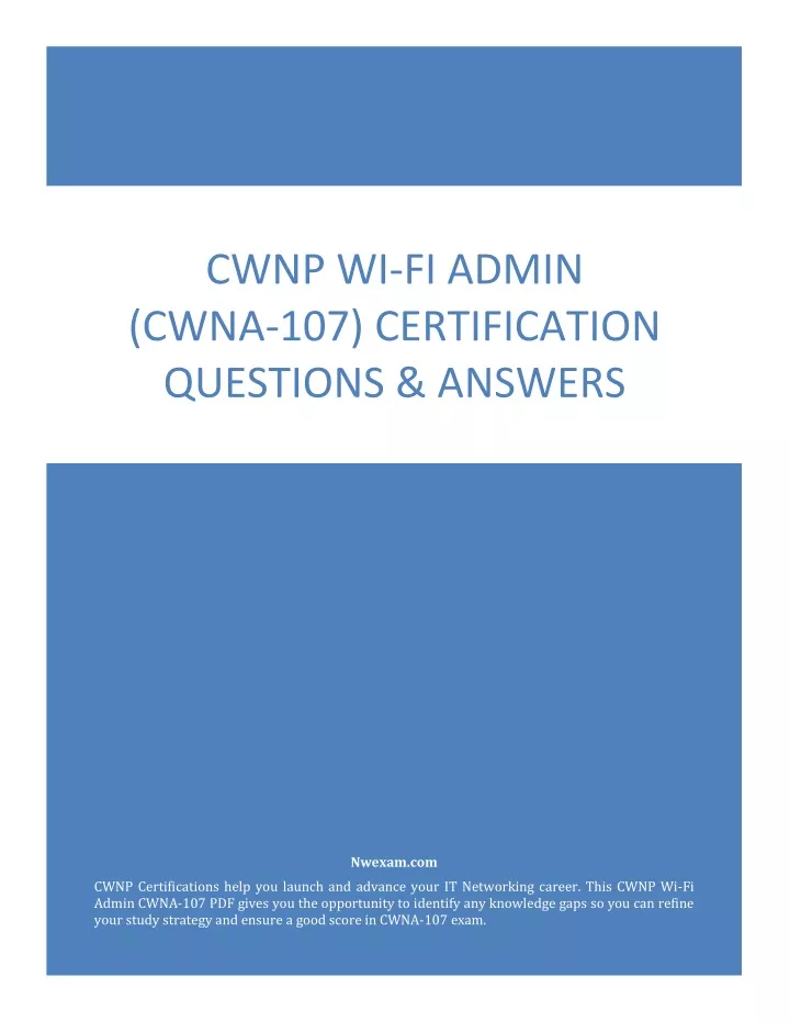 cwnp wi fi admin cwna 107 certification questions