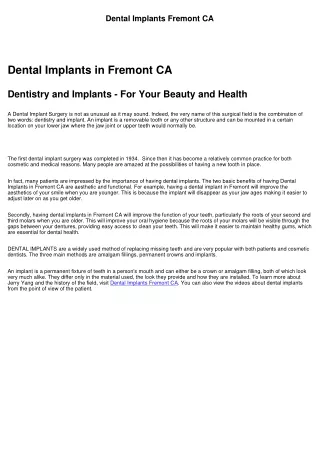 Dental Implants Fremont CA