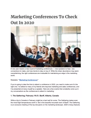 Marketing Conferences to Check Out in 2020