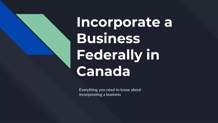 incorporate a business federally in canada