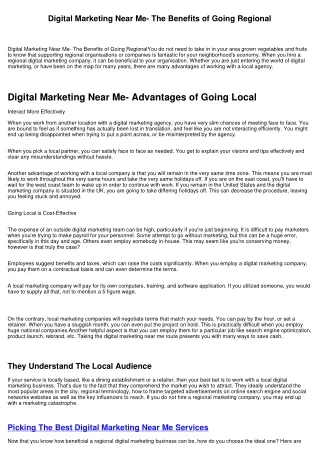 Digital Marketing Near Me- The Benefits of Going Local