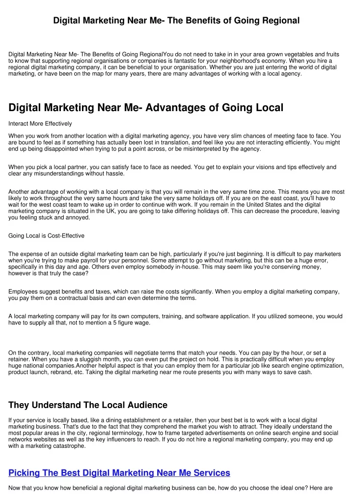 digital marketing near me the benefits of going