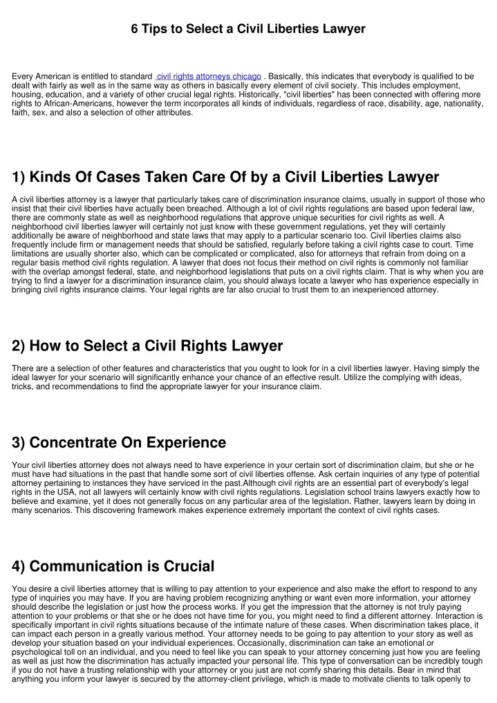 6 tips to select a civil liberties lawyer
