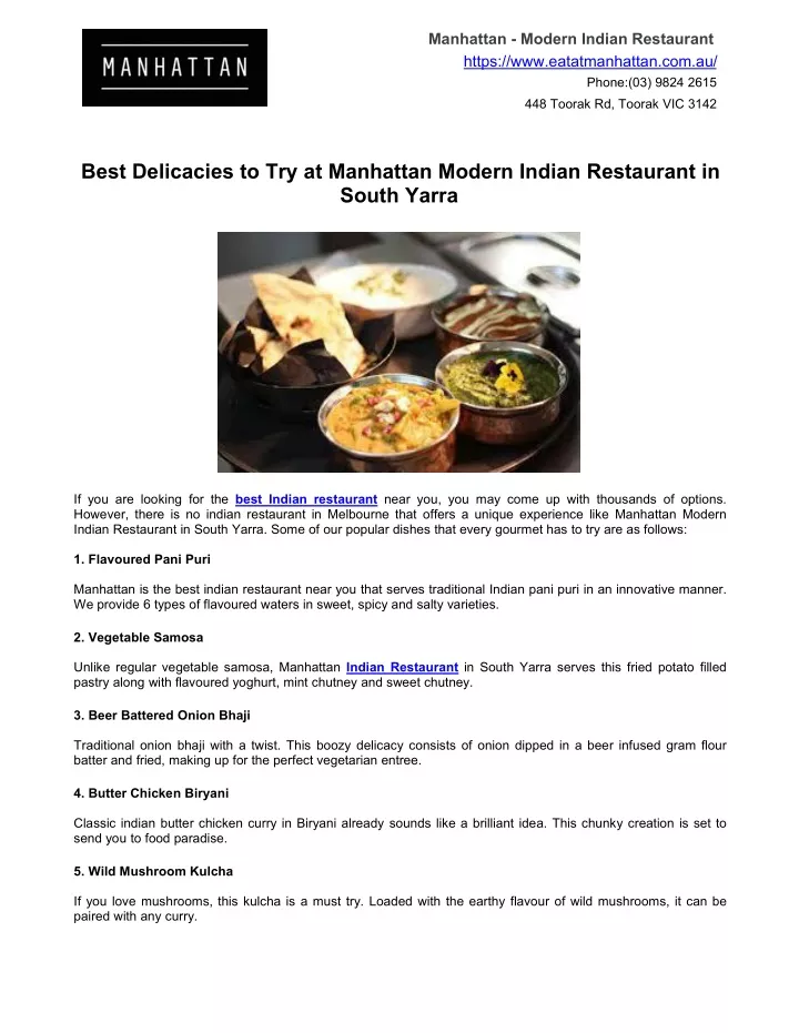 manhattan modern indian restaurant https