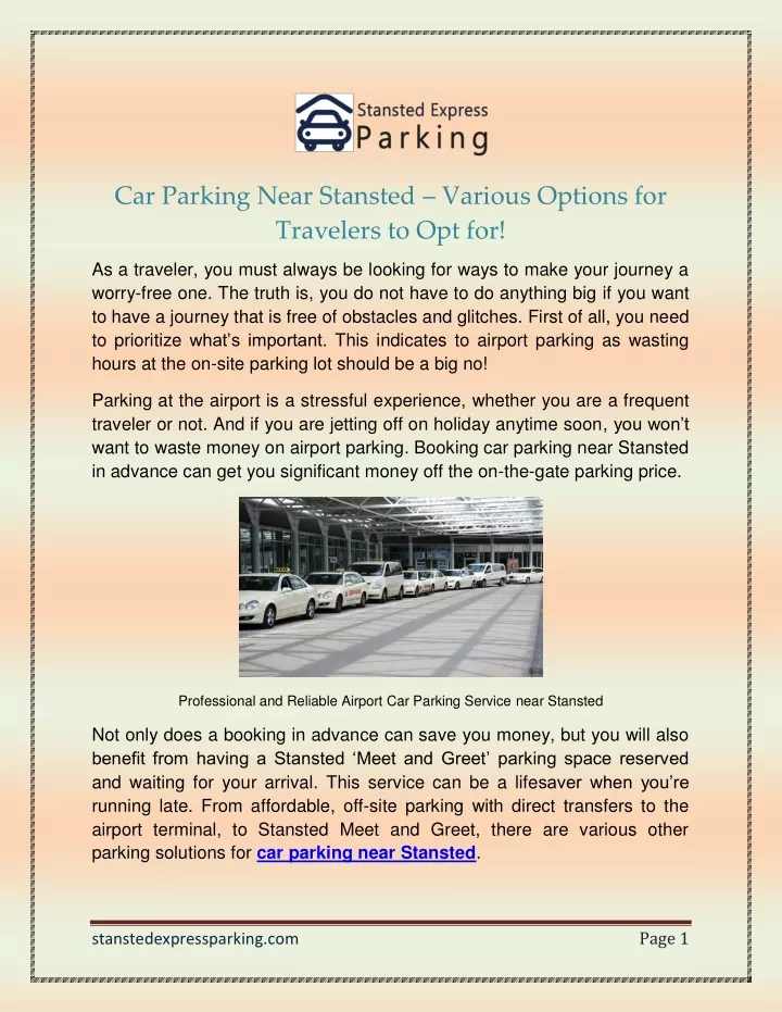 car parking near stansted various options