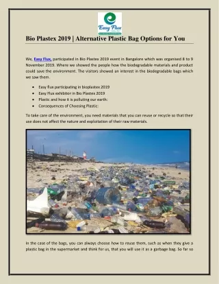 Bio Plastex 2019 Alternative Plastic Bag Options for You | Easy-flux.in