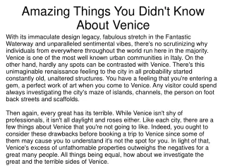 Amazing Things You Didn't Know About Venice