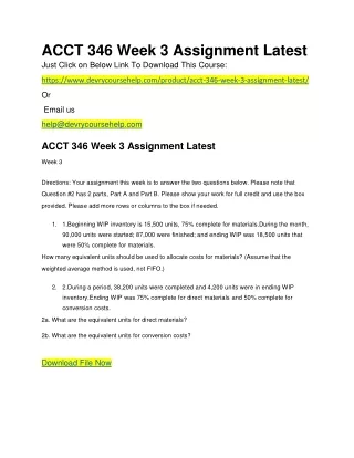 ACCT 346 Week 3 Assignment Latest