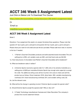 ACCT 346 Week 5 Assignment Latest