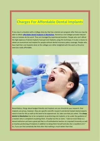 Charges For Affordable Dental Implants