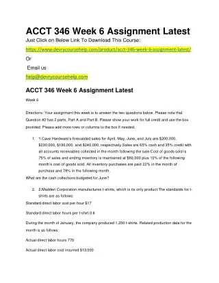 ACCT 346 Week 6 Assignment Latest