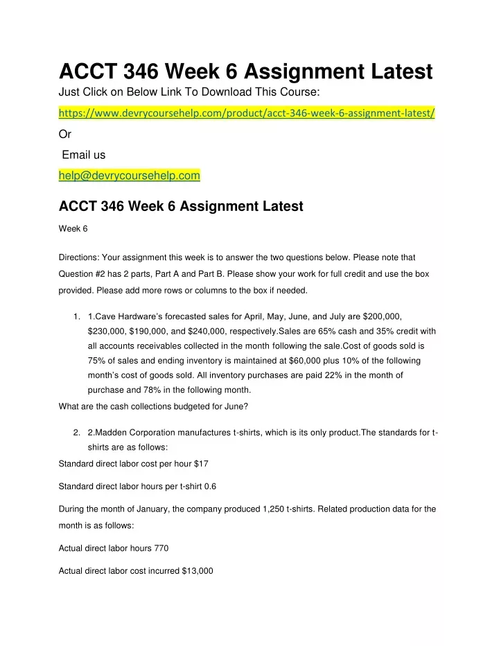 acct 346 week 6 assignment latest just click