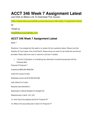 ACCT 346 Week 7 Assignment Latest