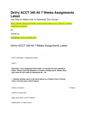 DeVry ACCT 346 All 7 Weeks Assignments Latest